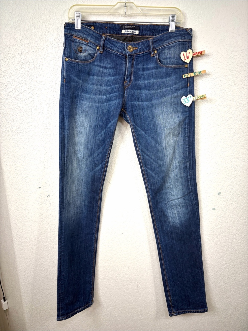Maison Scotch Amsterdam Bedouin Blue 28/32 Womens Mid-Rise Dark Blue Slim Jeans